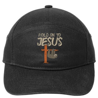 Hanging Sloth Hold On To Jesus God Christian 7-Panel Snapback Hat