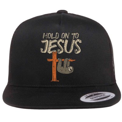 Hanging Sloth Hold On To Jesus God Christian Flatbill Hat