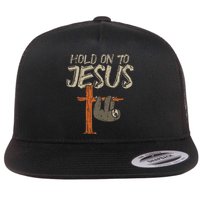 Hanging Sloth Hold On To Jesus God Christian Flat Bill Trucker Hat