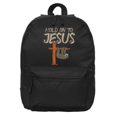 Hanging Sloth Hold On To Jesus God Christian 16 in Basic Backpack