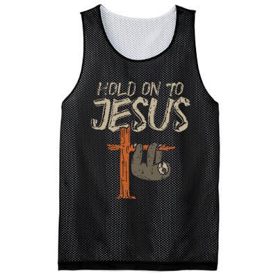 Hanging Sloth Hold On To Jesus God Christian Mesh Reversible Basketball Jersey Tank