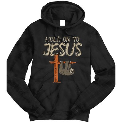 Hanging Sloth Hold On To Jesus God Christian Tie Dye Hoodie