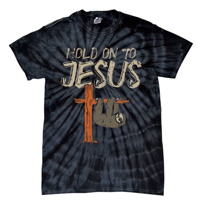 Hanging Sloth Hold On To Jesus God Christian Tie-Dye T-Shirt