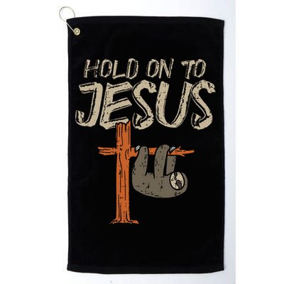 Hanging Sloth Hold On To Jesus God Christian Golf Towel
