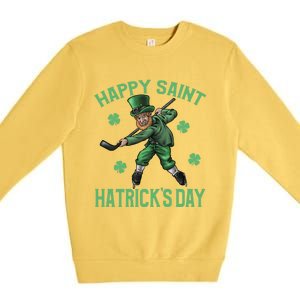 Happy Saint Hatricks Day St Patrick's Day Hockey Leprechaun Gift Premium Crewneck Sweatshirt