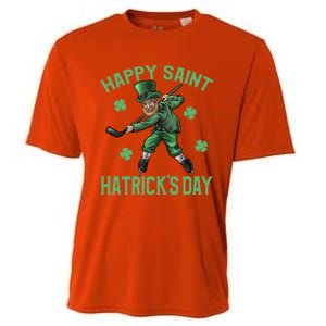 Happy Saint Hatricks Day St Patrick's Day Hockey Leprechaun Gift Cooling Performance Crew T-Shirt