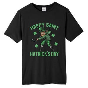 Happy Saint Hatricks Day St Patrick's Day Hockey Leprechaun Gift Tall Fusion ChromaSoft Performance T-Shirt