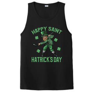 Happy Saint Hatricks Day St Patrick's Day Hockey Leprechaun Gift PosiCharge Competitor Tank