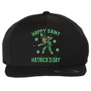 Happy Saint Hatricks Day St Patrick's Day Hockey Leprechaun Gift Wool Snapback Cap