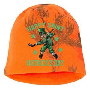 Happy Saint Hatricks Day St Patrick's Day Hockey Leprechaun Gift Kati - Camo Knit Beanie