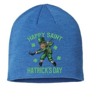 Happy Saint Hatricks Day St Patrick's Day Hockey Leprechaun Gift Sustainable Beanie