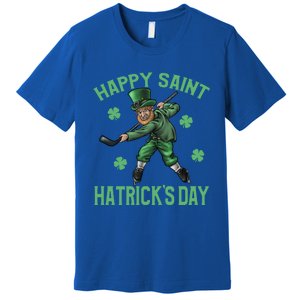 Happy Saint Hatricks Day St Patrick's Day Hockey Leprechaun Gift Premium T-Shirt