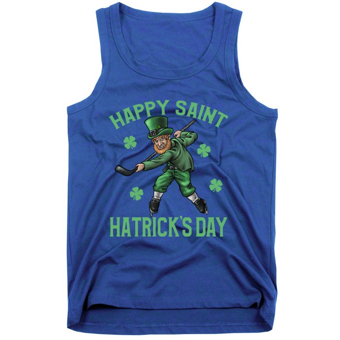 Happy Saint Hatricks Day St Patrick's Day Hockey Leprechaun Gift Tank Top