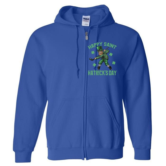 Happy Saint Hatricks Day St Patrick's Day Hockey Leprechaun Gift Full Zip Hoodie