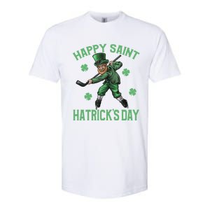 Happy Saint Hatricks Day St Patrick's Day Hockey Leprechaun Gift Softstyle CVC T-Shirt