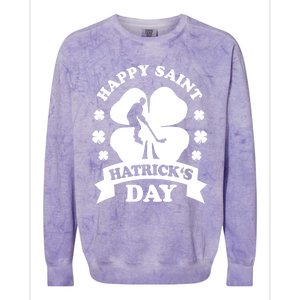 Happy Saint Hatrick's Day Hockey Fan Player St Patrick's Day Gift Colorblast Crewneck Sweatshirt