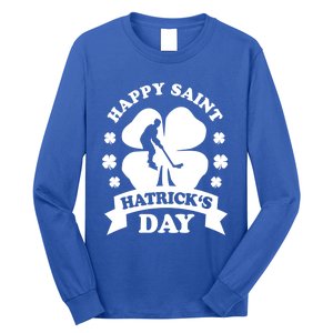 Happy Saint Hatrick's Day Hockey Fan Player St Patrick's Day Gift Long Sleeve Shirt