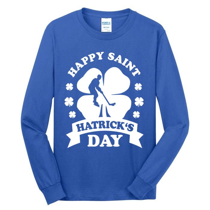 Happy Saint Hatrick's Day Hockey Fan Player St Patrick's Day Gift Tall Long Sleeve T-Shirt