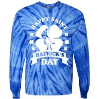 Happy Saint Hatrick's Day Hockey Fan Player St Patrick's Day Gift Tie-Dye Long Sleeve Shirt