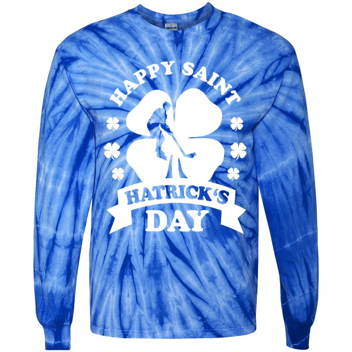 Happy Saint Hatrick's Day Hockey Fan Player St Patrick's Day Gift Tie-Dye Long Sleeve Shirt