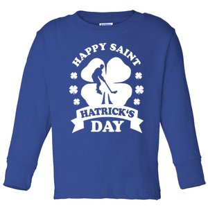 Happy Saint Hatrick's Day Hockey Fan Player St Patrick's Day Gift Toddler Long Sleeve Shirt