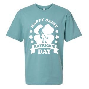 Happy Saint Hatrick's Day Hockey Fan Player St Patrick's Day Gift Sueded Cloud Jersey T-Shirt