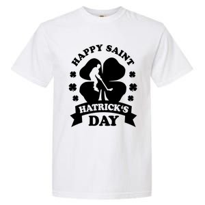 Happy Saint Hatrick's Day Hockey Fan Player St Patrick's Day Gift Garment-Dyed Heavyweight T-Shirt