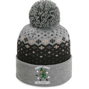 Happy Saint Hatricks Day St Patrick's Day Hockey Leprechaun The Baniff Cuffed Pom Beanie