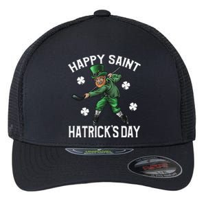 Happy Saint Hatricks Day St Patrick's Day Hockey Leprechaun Flexfit Unipanel Trucker Cap