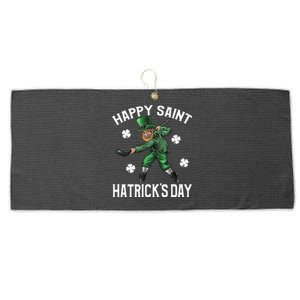 Happy Saint Hatricks Day St Patrick's Day Hockey Leprechaun Large Microfiber Waffle Golf Towel