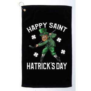 Happy Saint Hatricks Day St Patrick's Day Hockey Leprechaun Platinum Collection Golf Towel