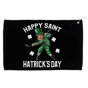 Happy Saint Hatricks Day St Patrick's Day Hockey Leprechaun Grommeted Golf Towel