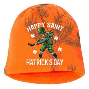 Happy Saint Hatricks Day St Patrick's Day Hockey Leprechaun Kati - Camo Knit Beanie