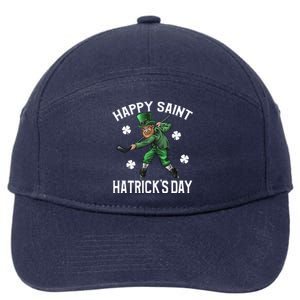 Happy Saint Hatricks Day St Patrick's Day Hockey Leprechaun 7-Panel Snapback Hat