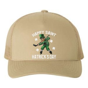 Happy Saint Hatricks Day St Patrick's Day Hockey Leprechaun Yupoong Adult 5-Panel Trucker Hat