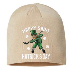 Happy Saint Hatricks Day St Patrick's Day Hockey Leprechaun Sustainable Beanie