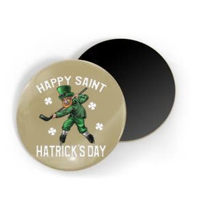 Happy Saint Hatricks Day St Patrick's Day Hockey Leprechaun Magnet