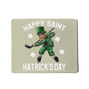 Happy Saint Hatricks Day St Patrick's Day Hockey Leprechaun Mousepad