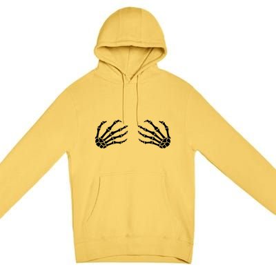 Halloween Skeleton Hands Boobs Funny Cool Gift Premium Pullover Hoodie