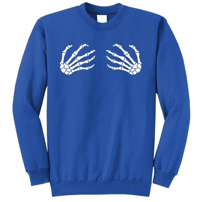 Halloween Skeleton Hands Boobs Funny Cool Gift Tall Sweatshirt