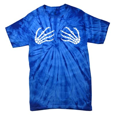 Halloween Skeleton Hands Boobs Funny Cool Gift Tie-Dye T-Shirt