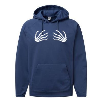 Halloween Skeleton Hands Boobs Funny Cool Gift Performance Fleece Hoodie