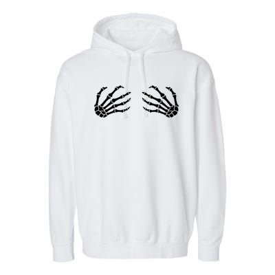 Halloween Skeleton Hands Boobs Funny Cool Gift Garment-Dyed Fleece Hoodie