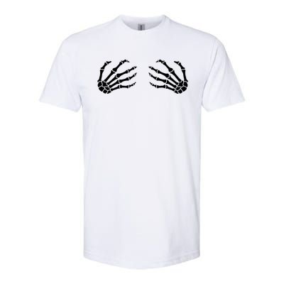 Halloween Skeleton Hands Boobs Funny Cool Gift Softstyle CVC T-Shirt