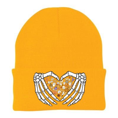 Halloween Skeleton Hand Sign Heart Gift Knit Cap Winter Beanie