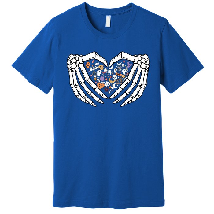 Halloween Skeleton Hand Sign Heart Gift Premium T-Shirt