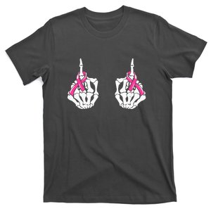 Hallowen Skeleton Hand Fuck Cancer Pink Funny Breast Cancer Awareness Gift T-Shirt