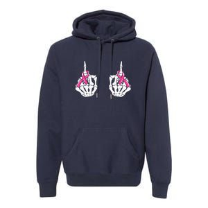 Hallowen Skeleton Hand Fuck Cancer Pink Funny Breast Cancer Awareness Gift Premium Hoodie