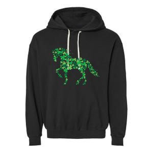 Horse Shamrock Horseback Riding Equestrian Shirts Patrick Day Garment-Dyed Fleece Hoodie