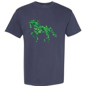 Horse Shamrock Horseback Riding Equestrian Shirts Patrick Day Garment-Dyed Heavyweight T-Shirt